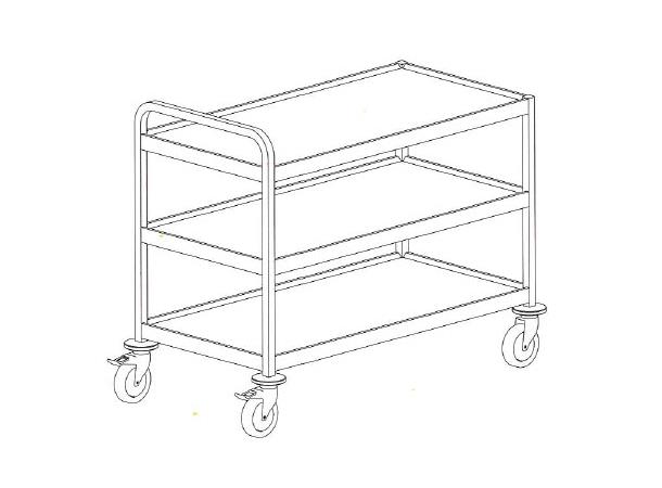 Trillebord 3-plans 1100x550mm Kraftig utførelse i rustfritt stål